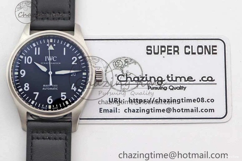 MIROTIME 0311 Vibrant Mark XVIII IW327001 SS M+F 1:1 Best Edition Black Dial on Black Leather Strap A 7055